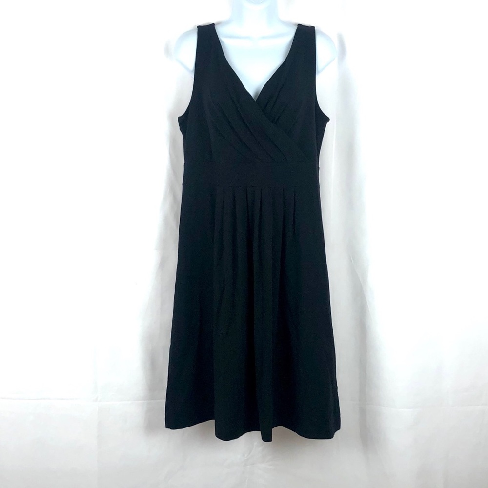 LANDS’END Cotton blend knit ruched bodice dress M